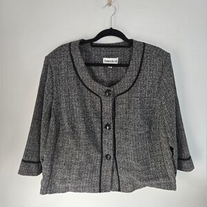 Women's Black Gray Vintage Crop Preppy Danny & Nicole Suit Jacket